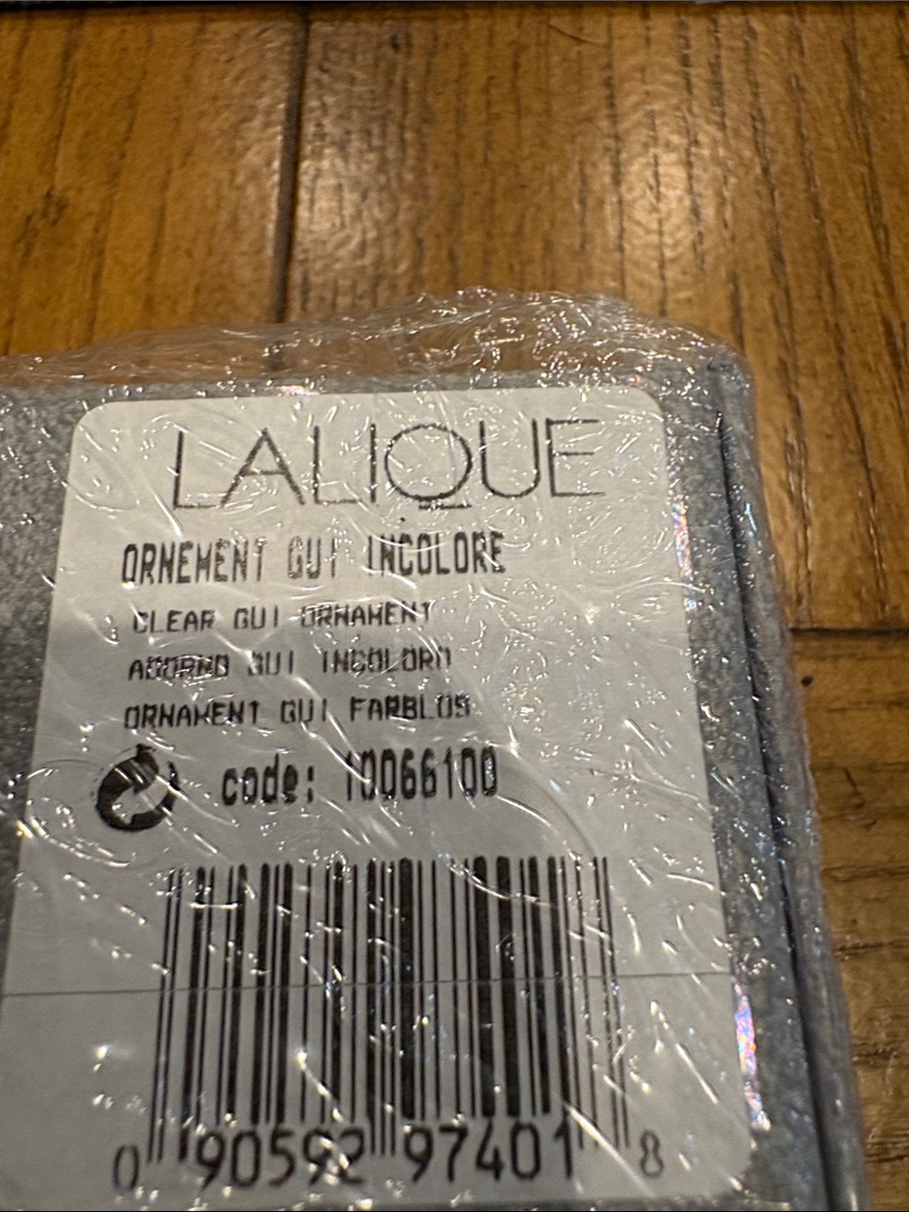 Lalique GUI Clear Crystal Ornament in Packaging with Label